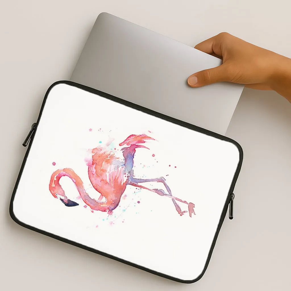 Watercolour Flamingo Painting Laptop Sleeve Modern Texture