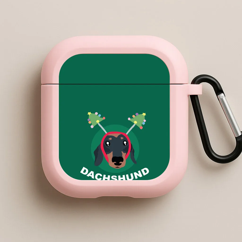 Dachshund Through The Snow AirPods Case Durable Key Holder Soft Daily Organizer