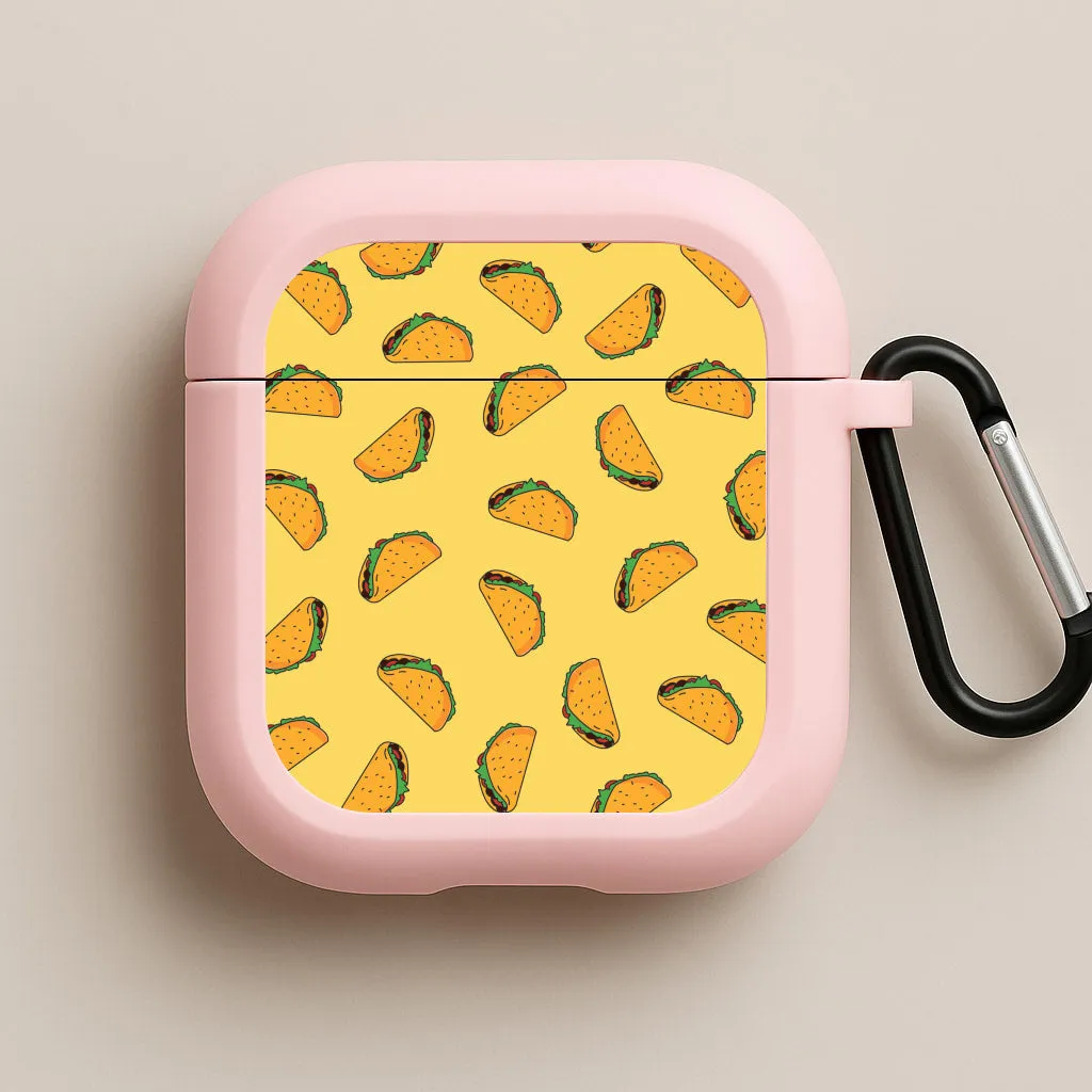 compact pocket silicone shell Fashion Inspired Cover Tacos - Fast Food Patterns AirPods Case