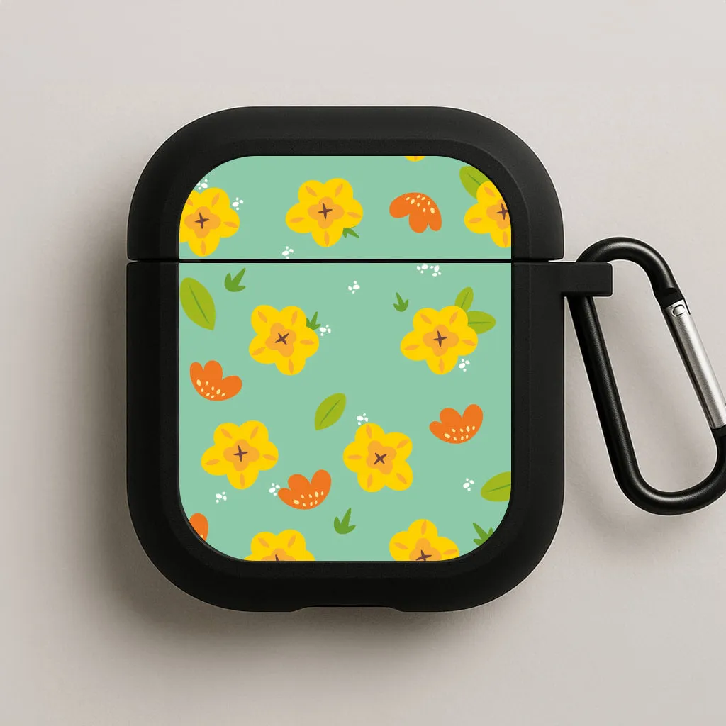 Yellow And Orange Pattern - Floral AirPods Case Urban Lifestyle Holder
