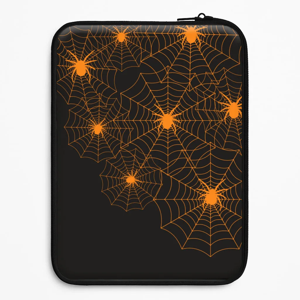 Protective Surface Orange Spider Web  Laptop Sleeve
