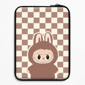 Checkered Cute Brown Monster  Laptop Sleeve Hybrid Build