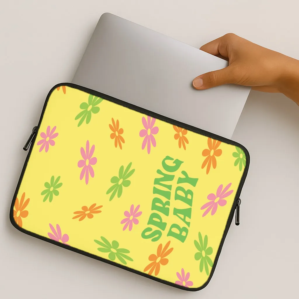 Spring Baby Retro Pattern Laptop Sleeve Elegant Texture Layer Minimal Protection