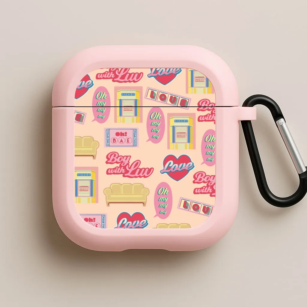 K-Pop Band Icon Pattern AirPods Case portable pastel commuter leather shell