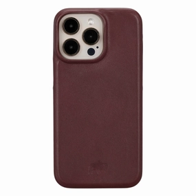 Durable Pattern Texture Mason Full-Grain Leather MagSafe Case ?C iPhone 15 Pro Max, Soft Bordeaux