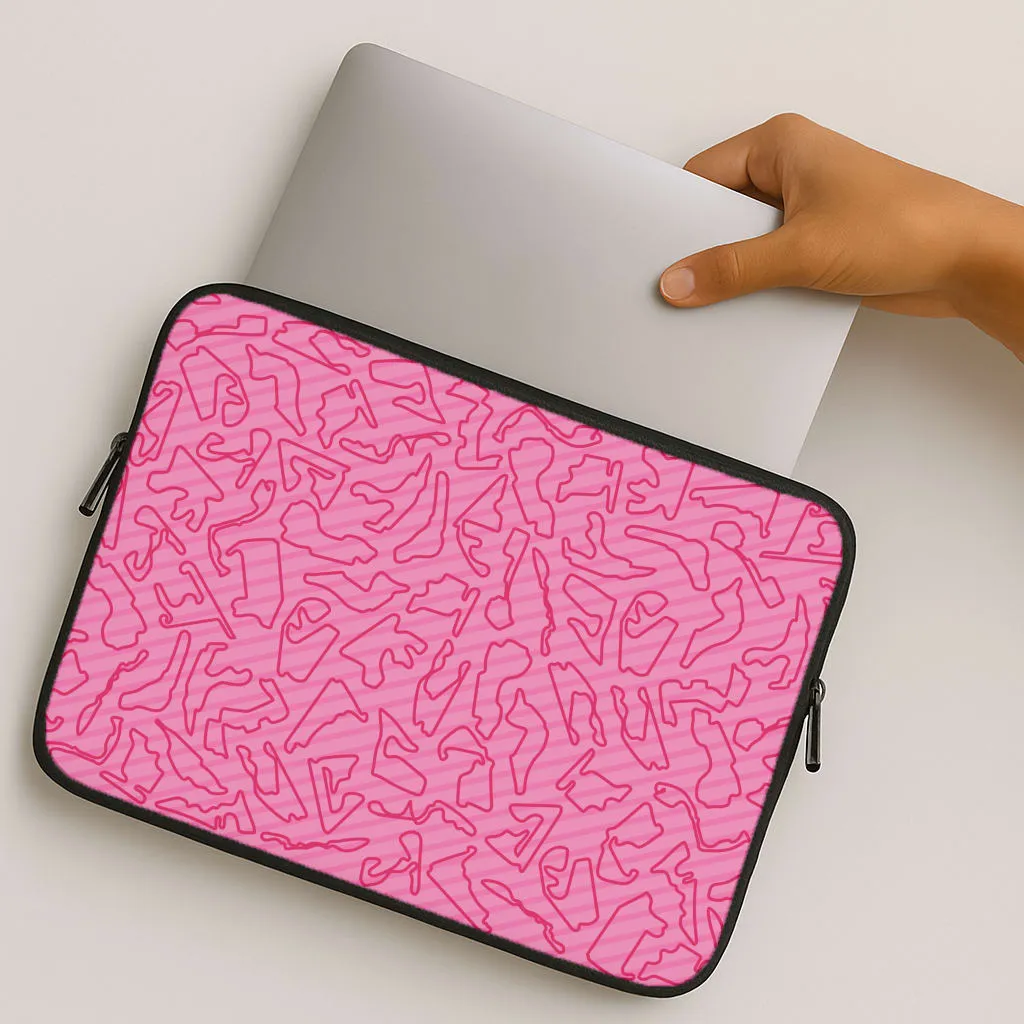 Protective Detailing Edge Matte Feel Track Outlines Pink Laptop Sleeve