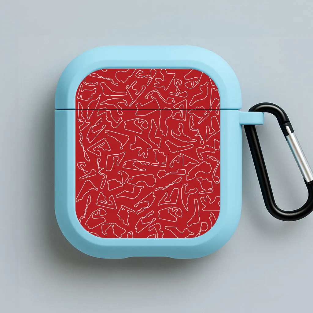 Lightweight Travel Organizer Track Outlines Red AirPods Case