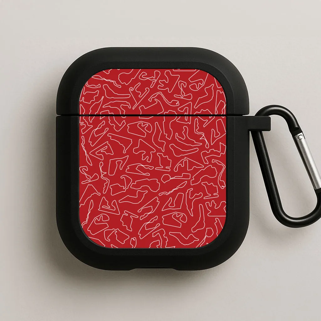 Soft Smooth Texture minimal design protector Track Outlines Red AirPods Case