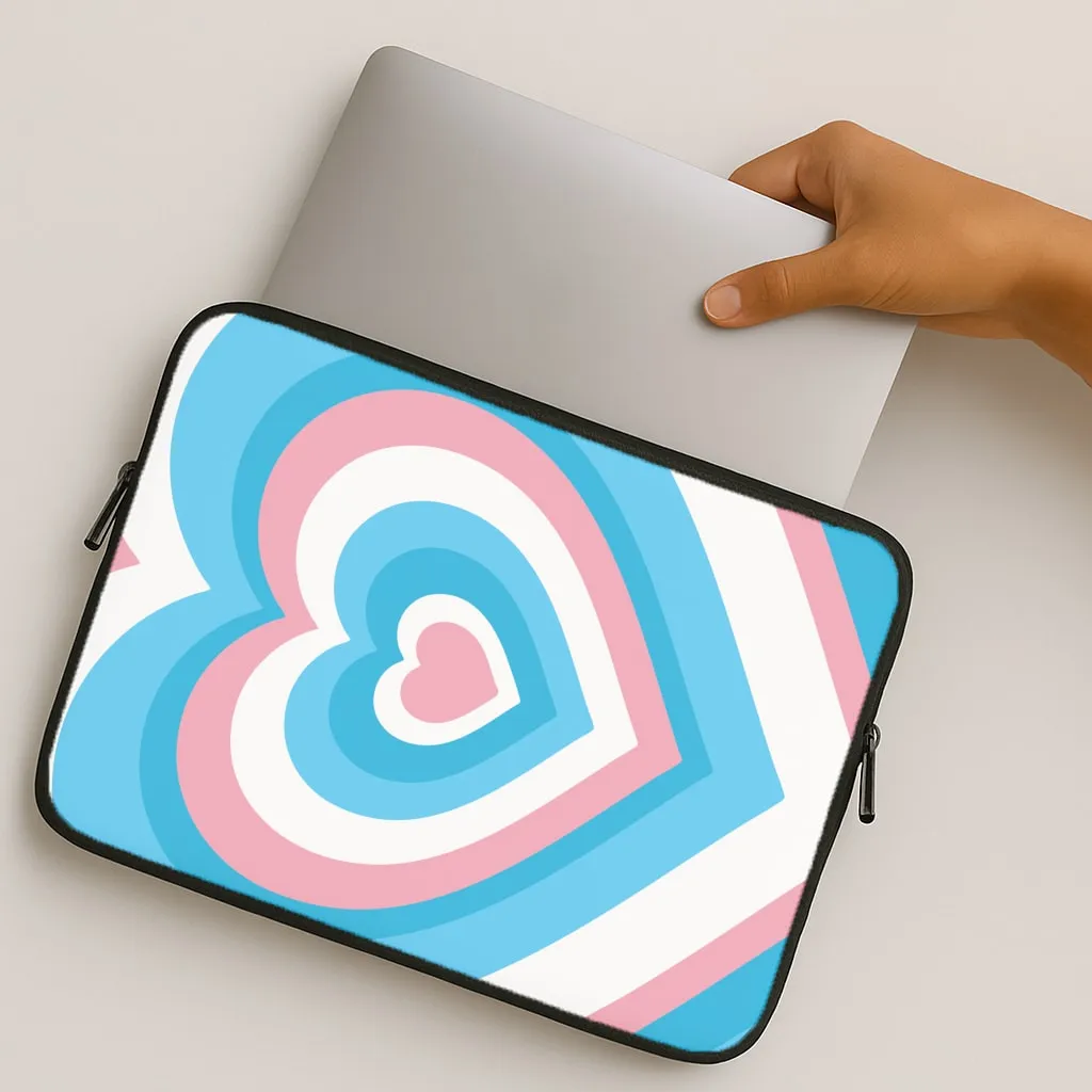 Rugged Surface Build Scratch Barrier Trans Pride Heart Laptop Sleeve
