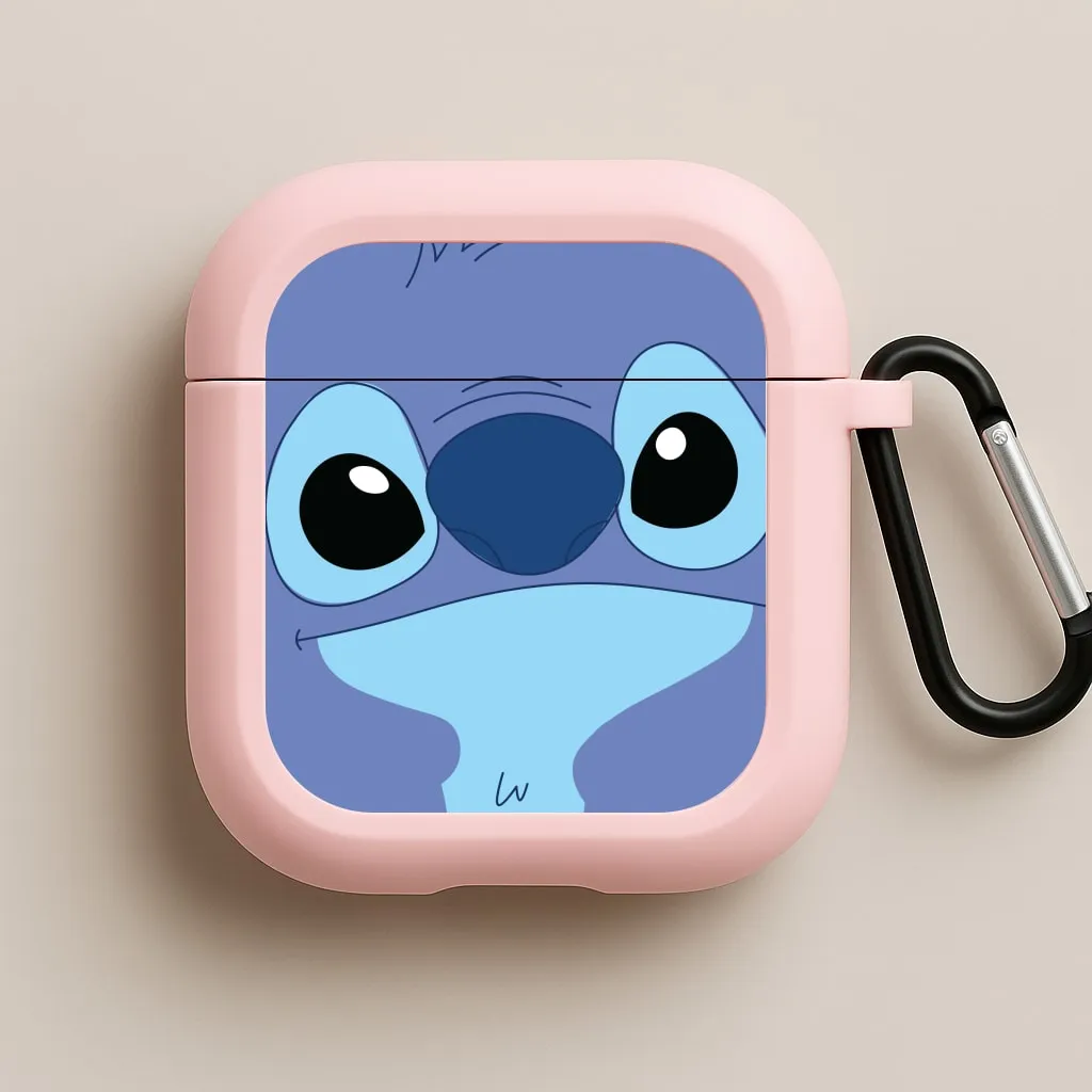 lightweight neon handmade protector Trendy Compact Protector Blue Alien Face AirPods Case