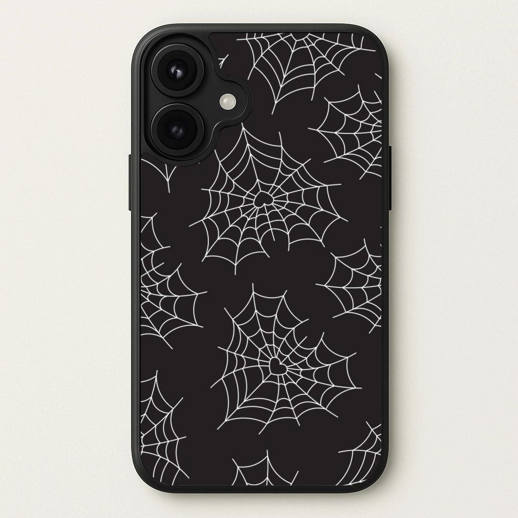 Spiderweb Hearts Pattern Phone Case Casual Wear Clear Surface