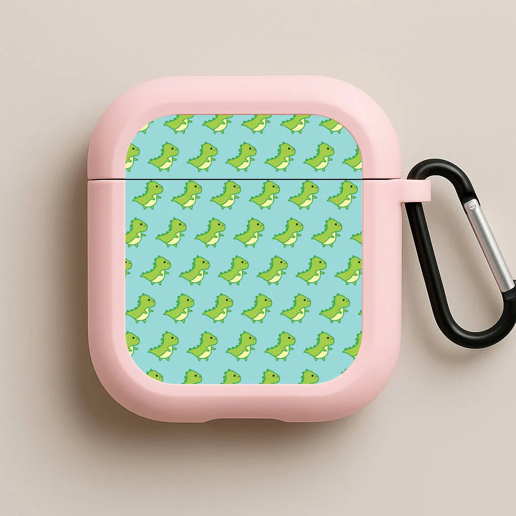 Soft Interior Lining compact charging protector Green Dinosaurs Pattern - Dinosaurs AirPods Case