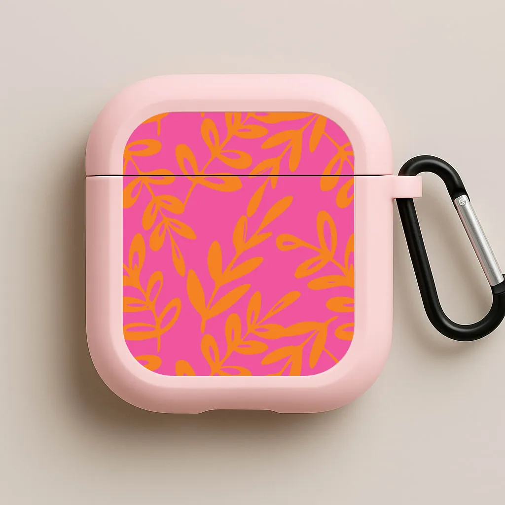 Smooth Surface Cover Pink & Orange Leaves - Foliage AirPods Case