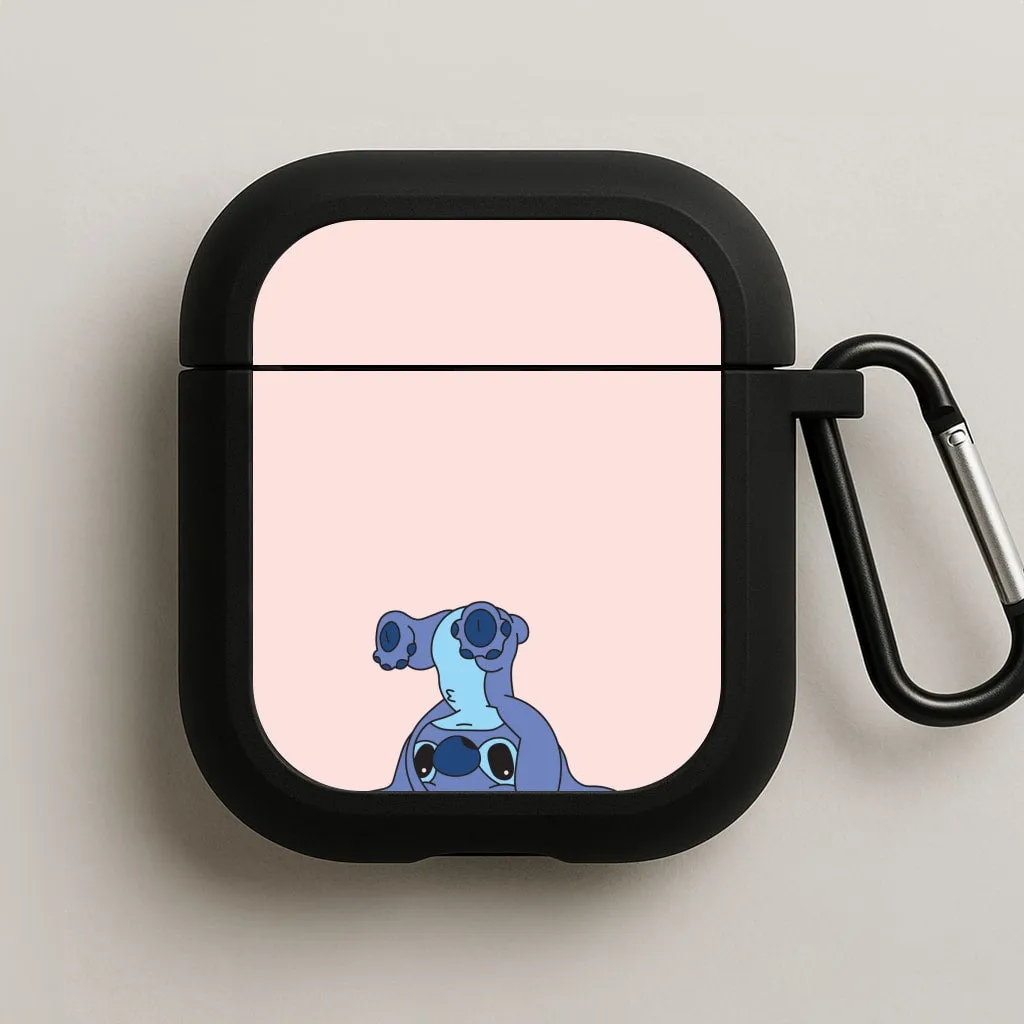 Cute Blue Alien Handstand AirPods Case shockproof gym airpods case magnetic flip travel airpods case