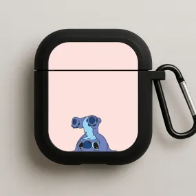 Soft Silicone Shell Cute Blue Alien Handstand AirPods Case