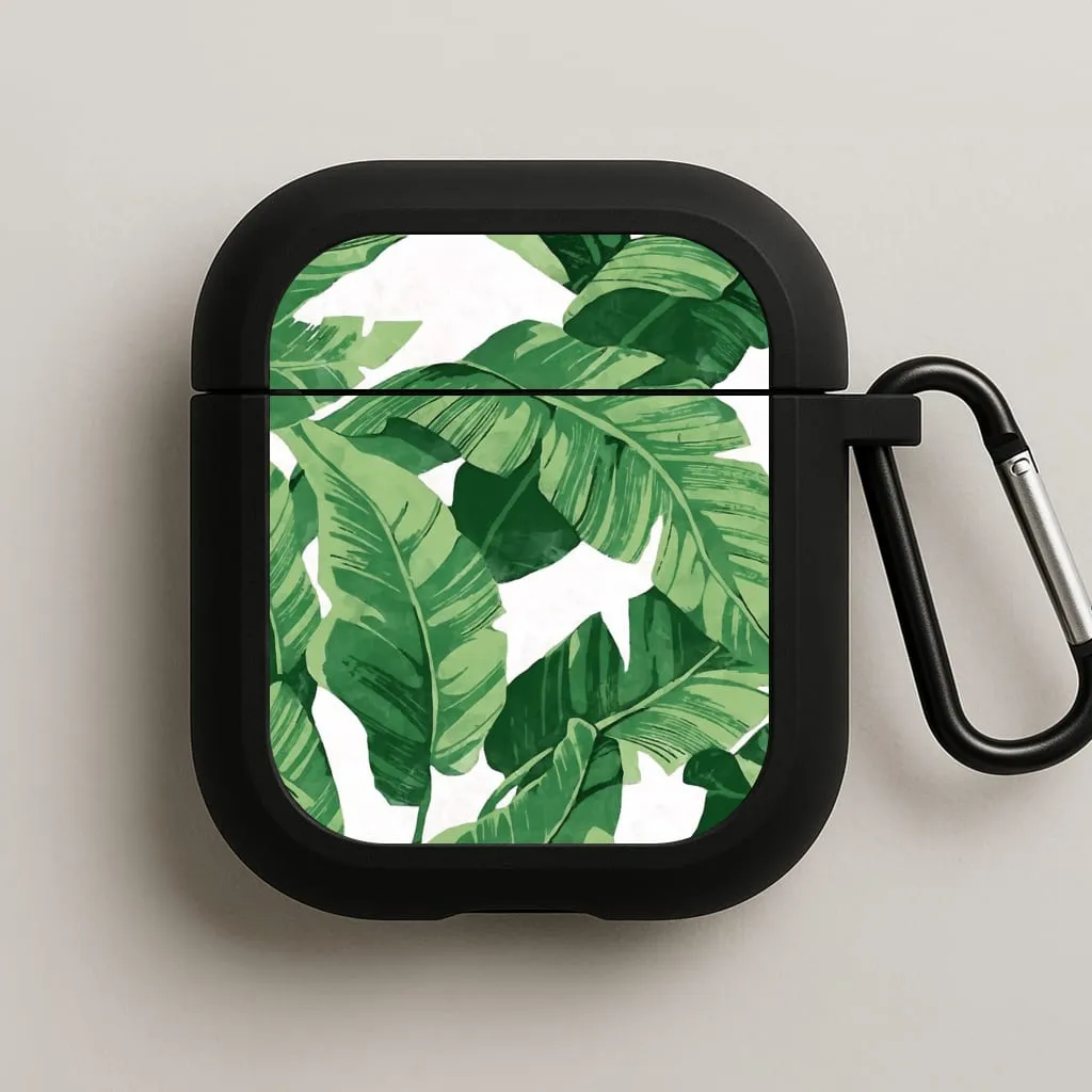 airpods case for hiking anti dust travel shell Tropical Banana Leaf Pattern AirPods Case