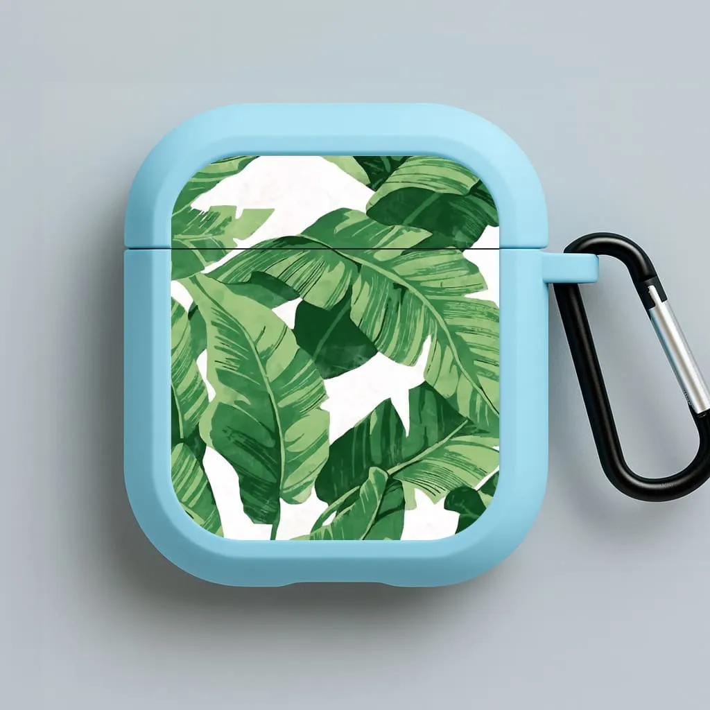 Tropical Banana Leaf Pattern AirPods Case Trendy Compact Case Fashion Pocket Pouch