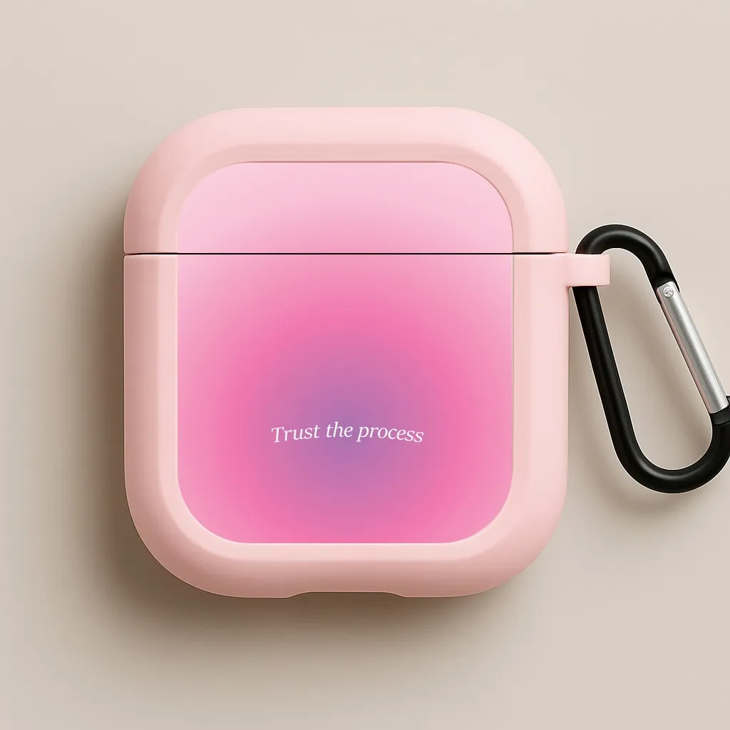 Fashion Everyday Bag portable clip case Trust The Process Pink Gradient AirPods Case