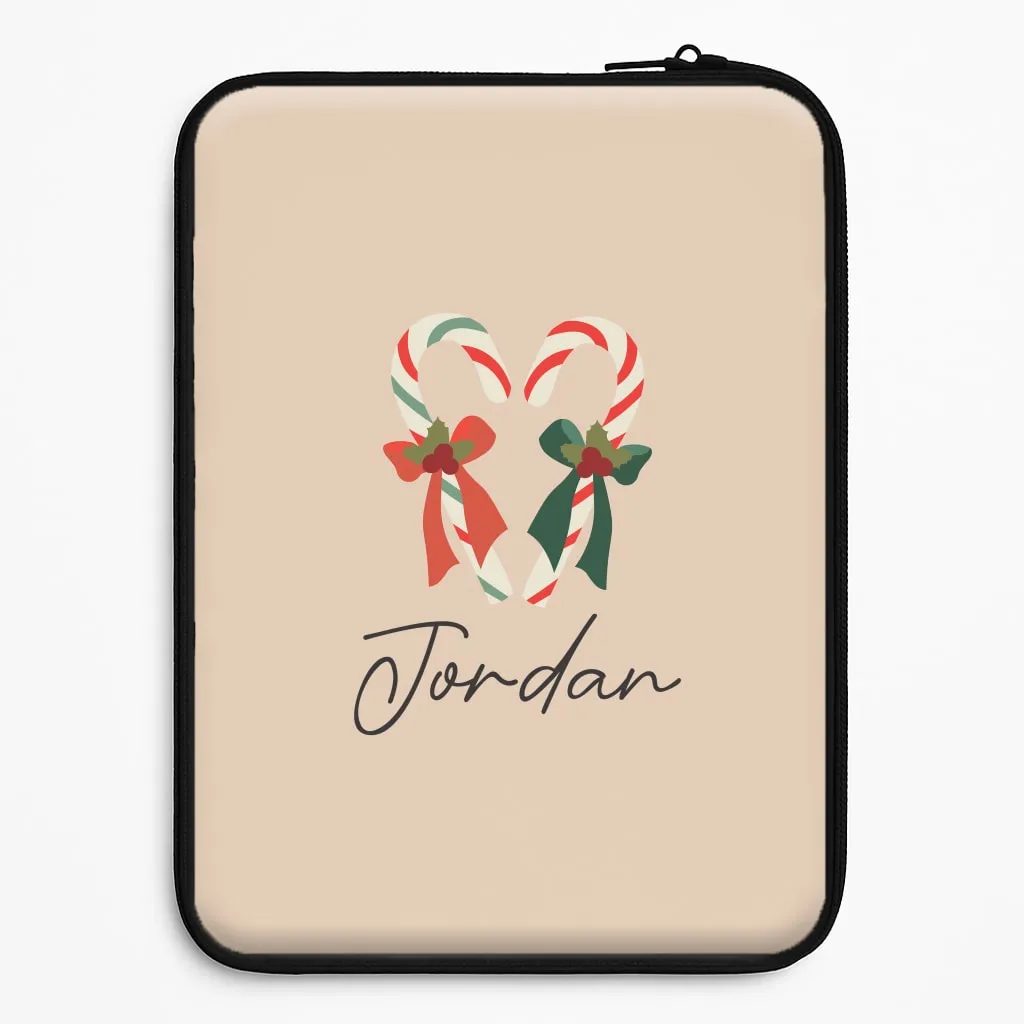 Flexible Feel Polished Surface Candycane - Personalised Christmas Laptop Sleeve