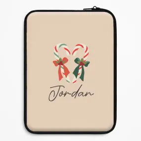 Flexible Feel Polished Surface Candycane - Personalised Christmas Laptop Sleeve