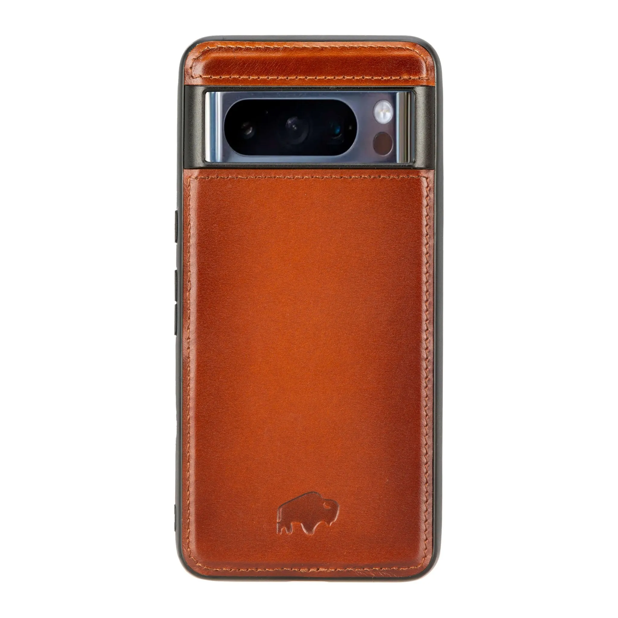 Sleek Profile Durable Edge Texture York Leather Snap-On Case ?C Pixel 8 Pro, Burnished Tan