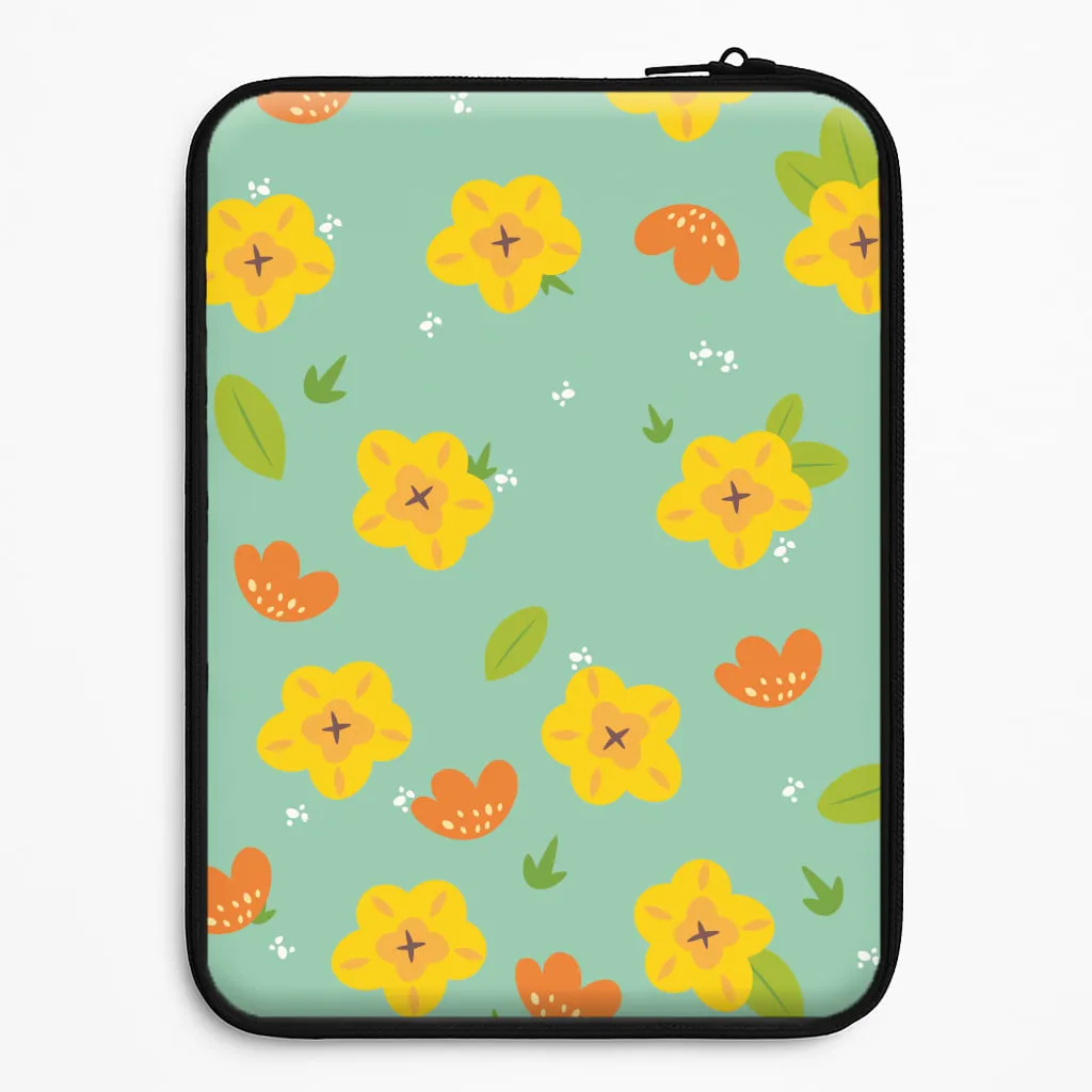 Yellow And Orange Pattern - Floral Laptop Sleeve Protective Shell Design