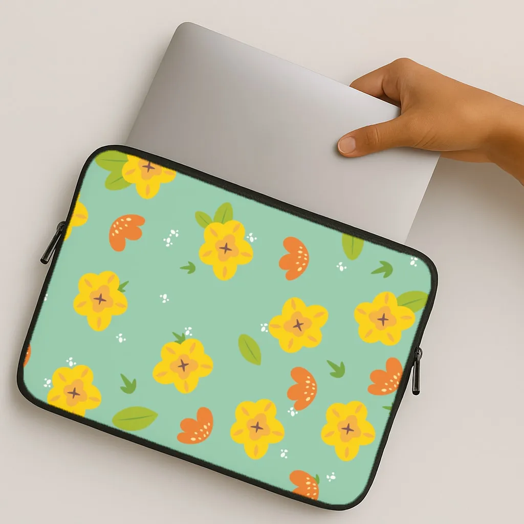 Yellow And Orange Pattern - Floral Laptop Sleeve Bold Look