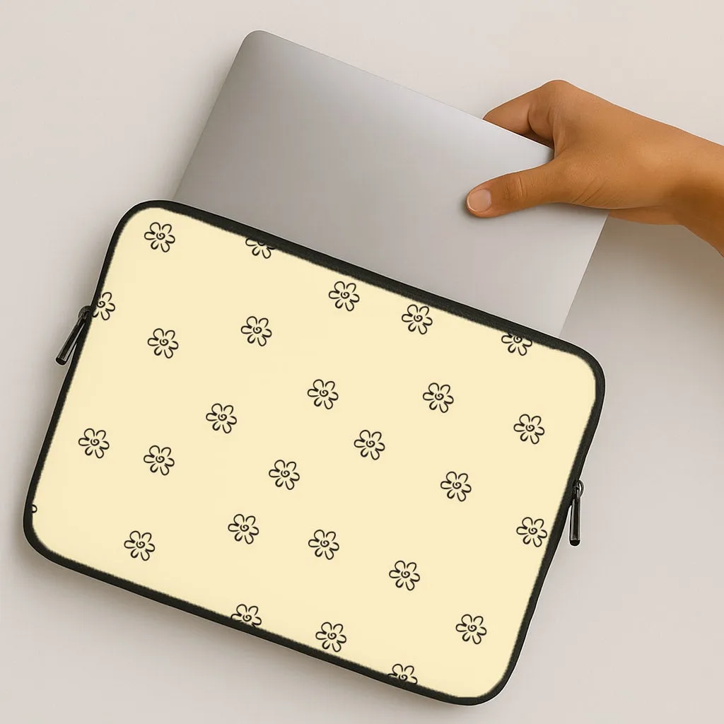 Travel Friendly Detail Flower Pattern - Yellow Laptop Sleeve