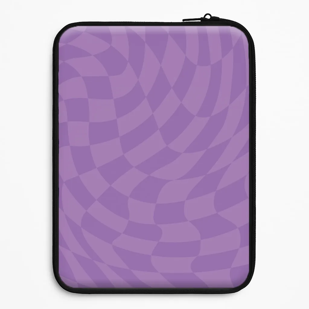 Flexible Surface Texture Purple Trippy Checkerboard Pattern Laptop Sleeve