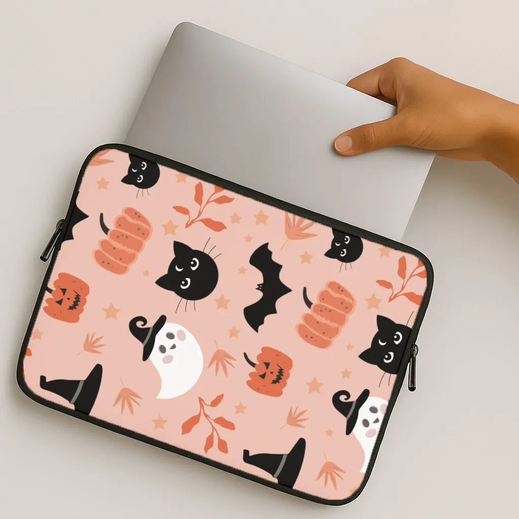 Pretty Pink Halloween Pattern Laptop Sleeve Hybrid Pattern Design Minimal Grip
