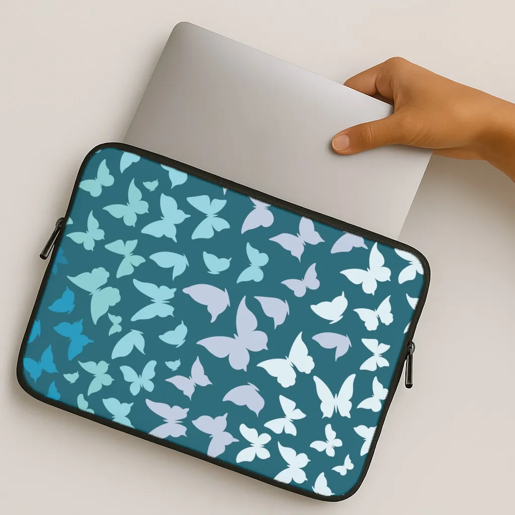Rugged Look Finish Blue Gradient Butterfly - Butterfly Patterns Laptop Sleeve