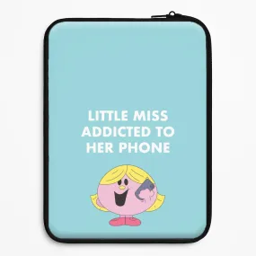 Little Miss Addicted To Her Phone - Aesthetic Quote Laptop Sleeve Clean Texture
