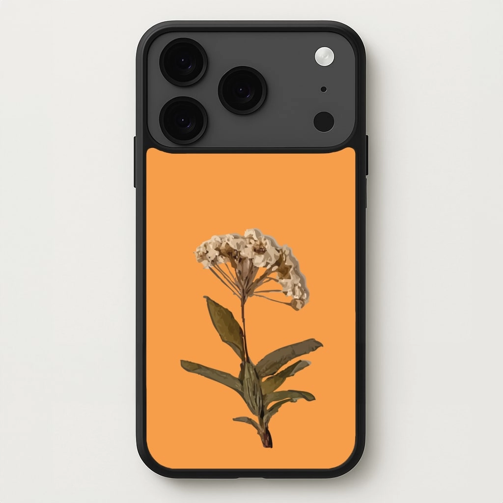 Sleek Detail Anti Scratch Layer Bright Orange Pressed Flower Phone Case