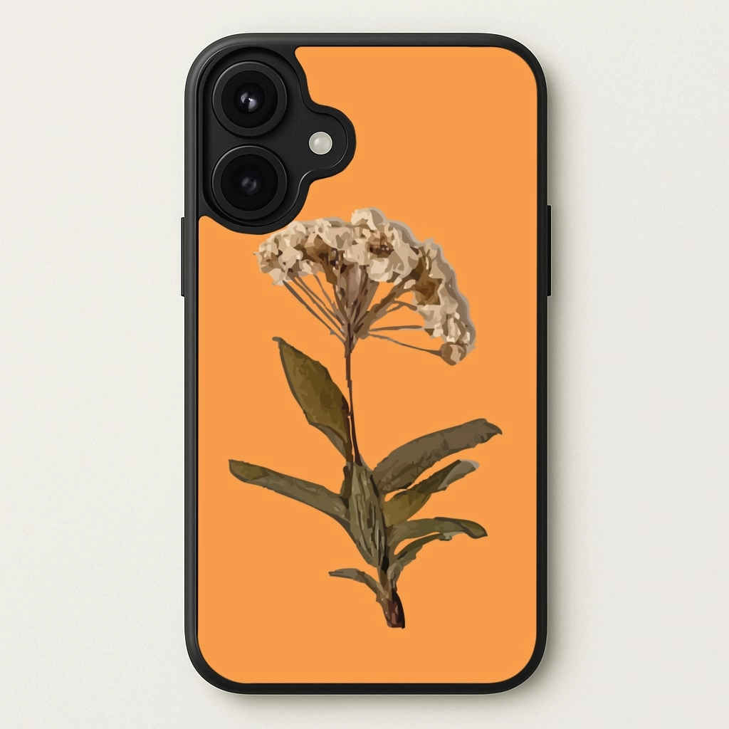 Bright Orange Pressed Flower Phone Case Protective Fit Modern Edge Layer