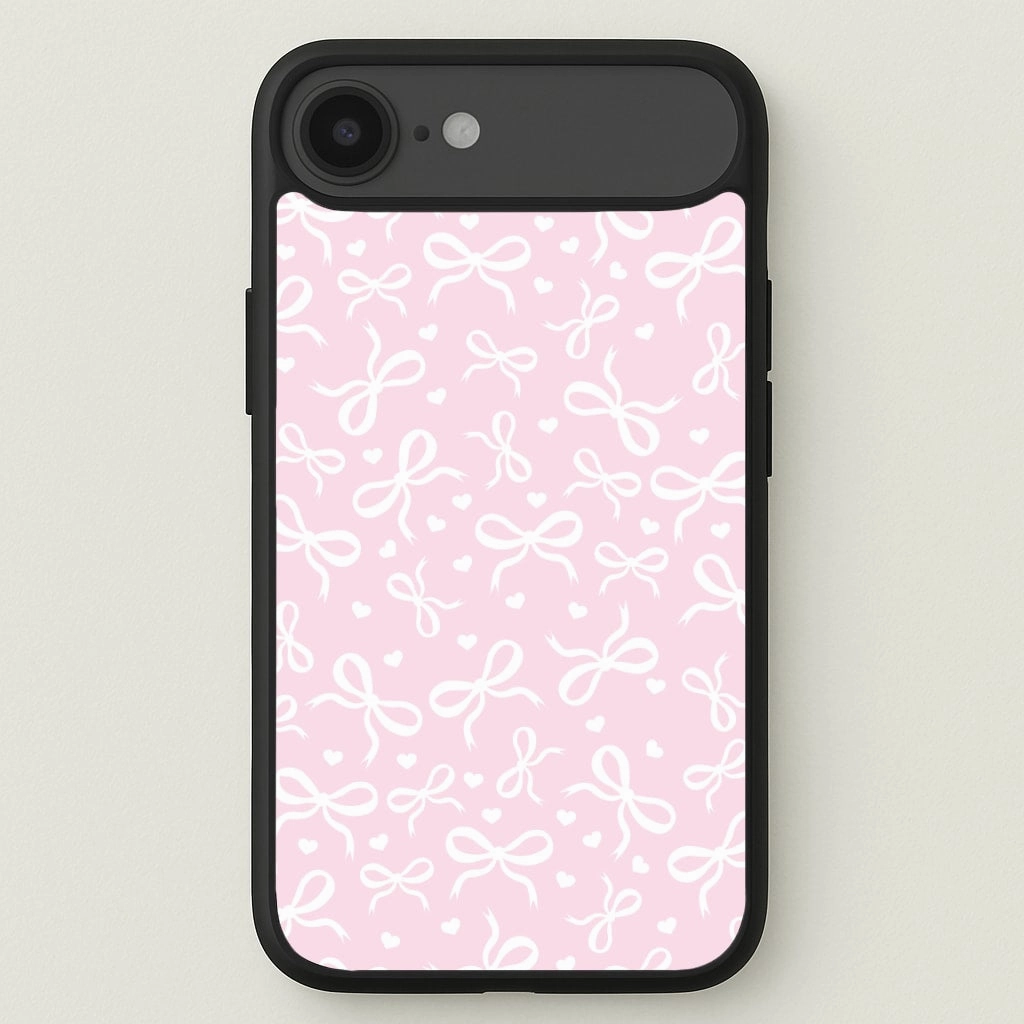 Vivid Pattern Drop Shield Coquette Bows And Hearts Baby Pink Phone Case