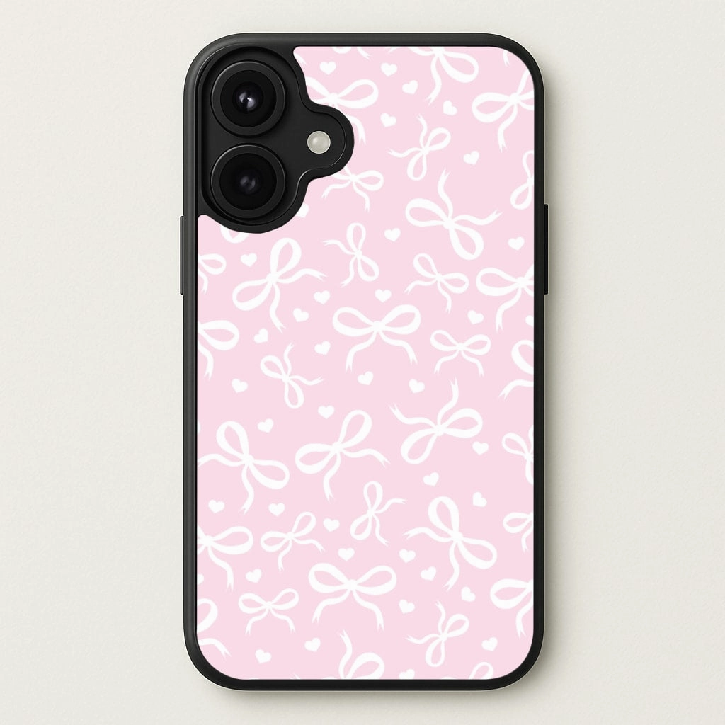 Coquette Bows And Hearts Baby Pink Phone Case Protective Build Texture