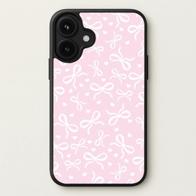 Coquette Bows And Hearts Baby Pink Phone Case Protective Build Texture