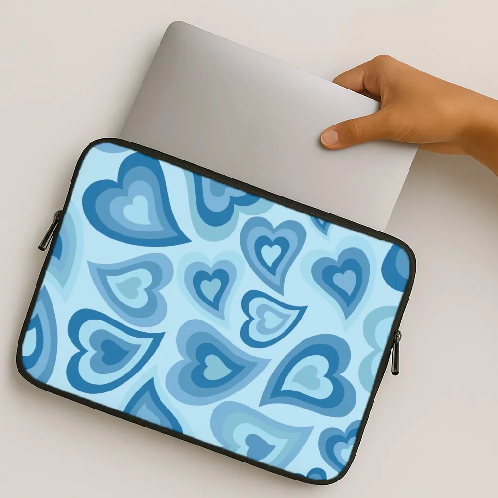 Blue Hearts - Trippy Patterns Laptop Sleeve Stylish Grip Texture Soft Touch