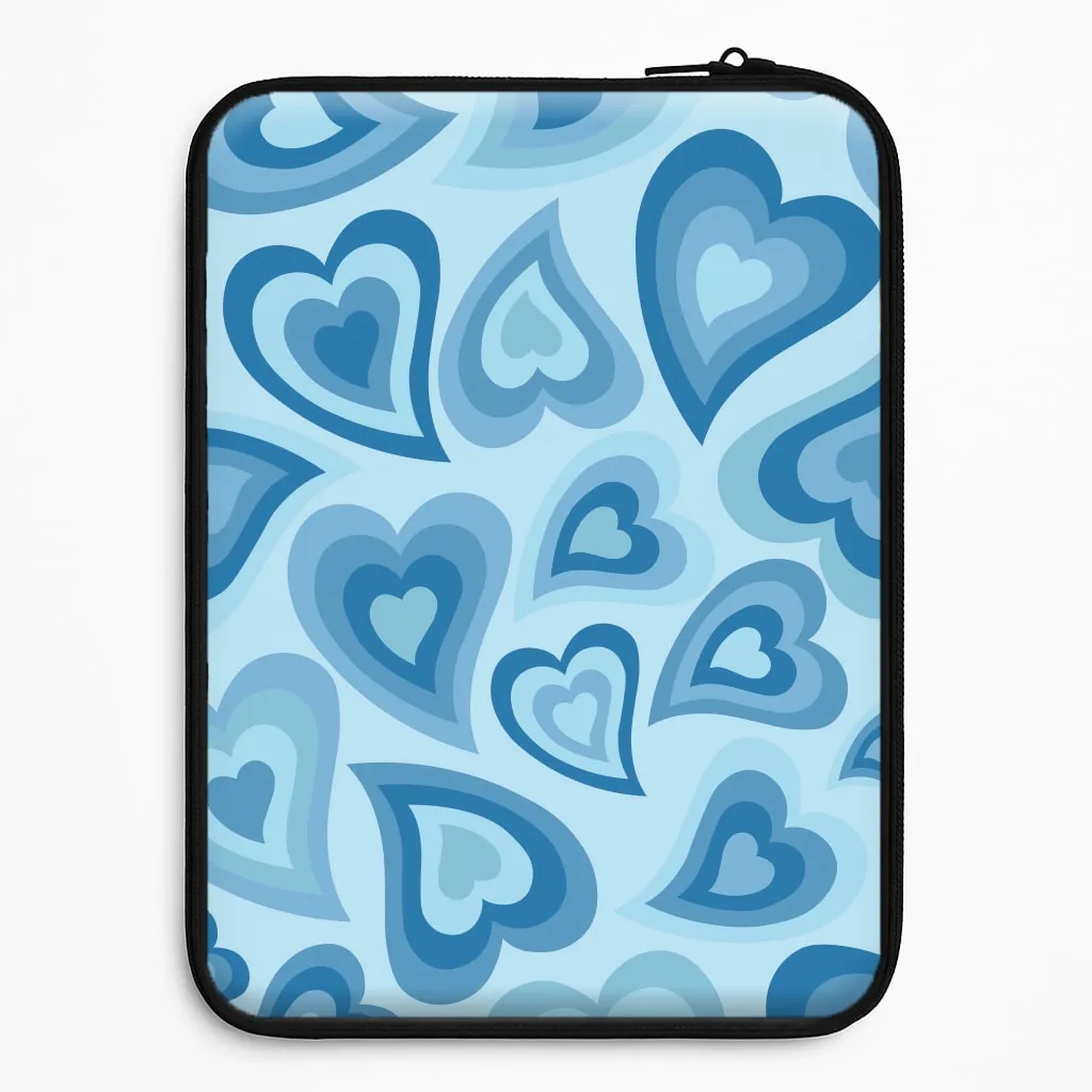 Vibrant Colors Protective Layering Blue Hearts - Trippy Patterns Laptop Sleeve