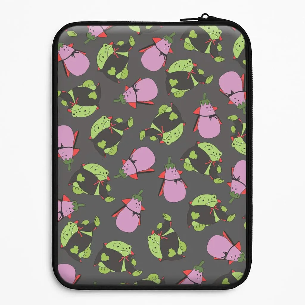 Vampire Frogs And Vegetables Pattern - Halloween Laptop Sleeve Trendy Finish