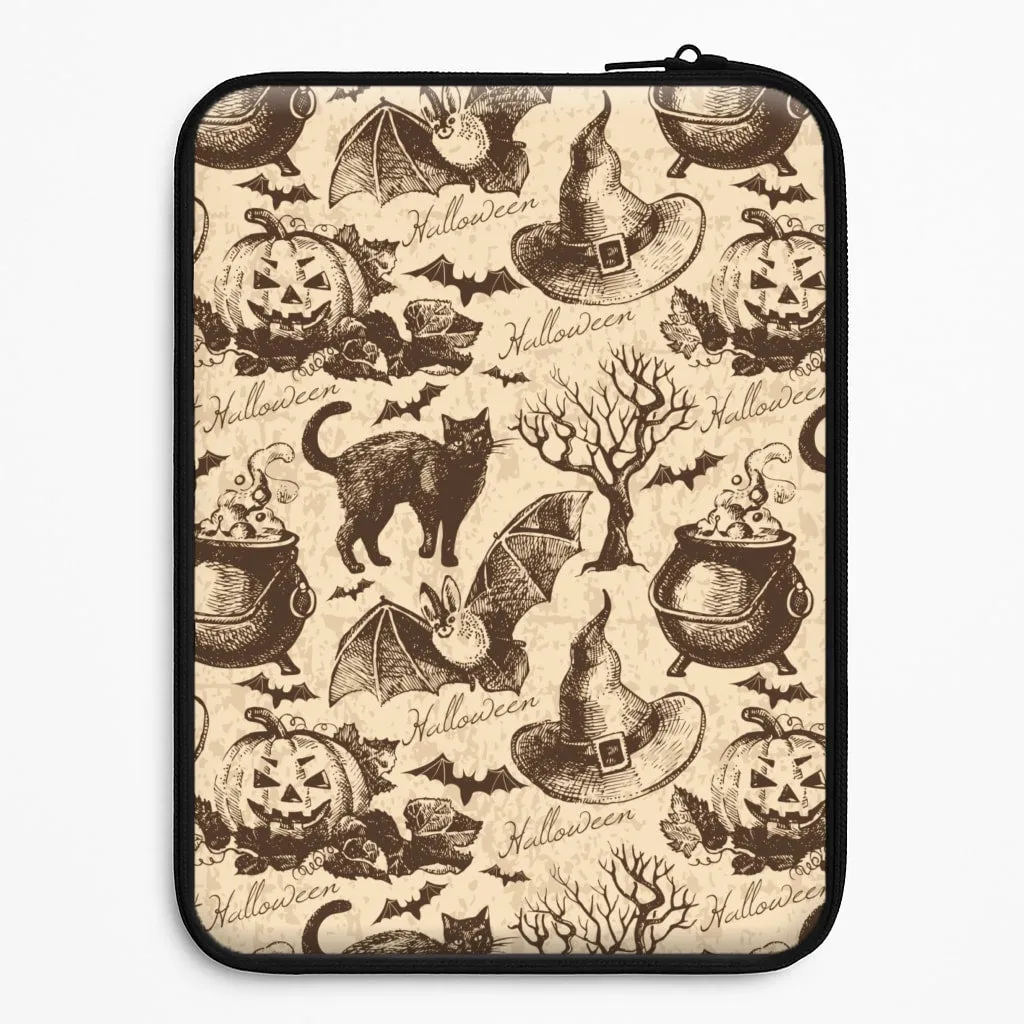 Protective Pattern Texture Protective Layer Vintage Halloween Pattern Laptop Sleeve