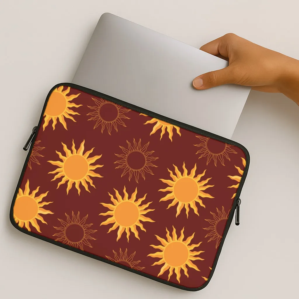 Vintage Sun Pattern Laptop Sleeve Fashionable Texture