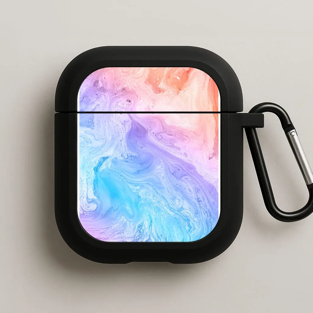Blue and Peach Marble AirPods Case Compact Daily Holder