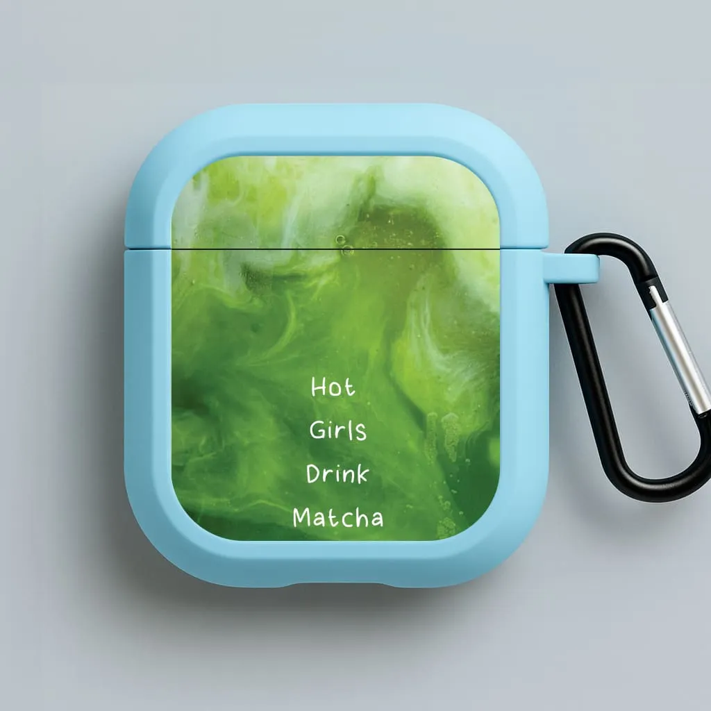 durable charging case soft flexible commuter travel cover Hot Girls Drink Matcha AirPods Case