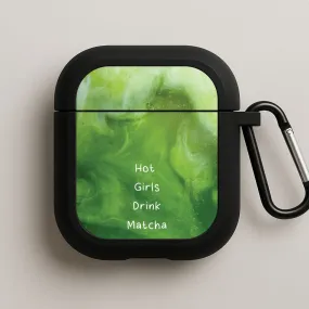 durable travel airpods shell Premium Look Case Hot Girls Drink Matcha AirPods Case