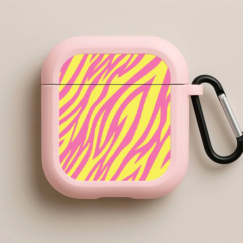 Compact Tech Organizer Neon Zebra Print AirPods Case