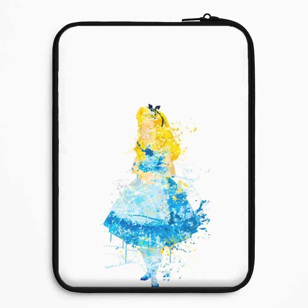 Smooth Surface Portable Case Watercolour Alice in Wonderland Fairytale Laptop Sleeve
