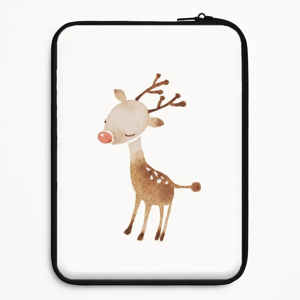 Matte Layer Durable Build Texture Watercolour Rudolph The Reindeer Laptop Sleeve