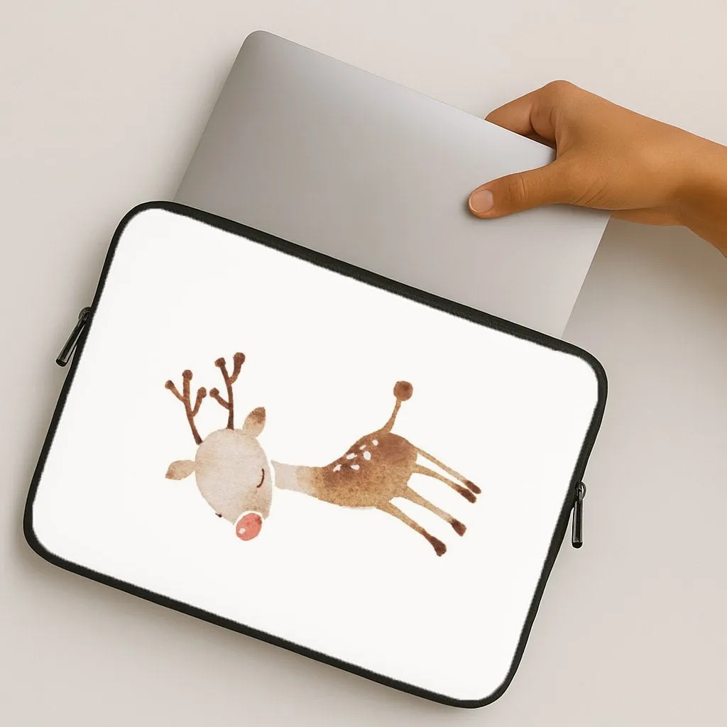 Watercolour Rudolph The Reindeer Laptop Sleeve Clear Frame