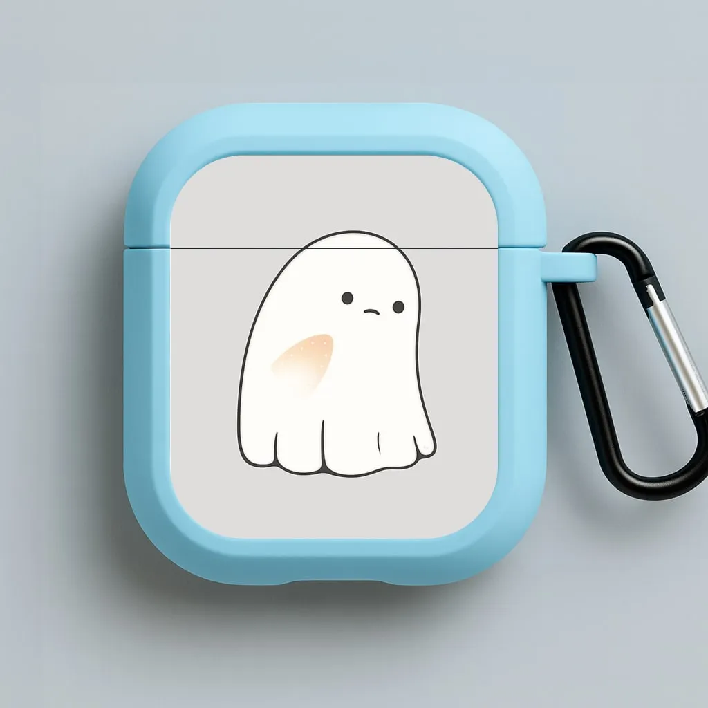 Minimalist Pocket Case Sad Ghost Halloween AirPods Case